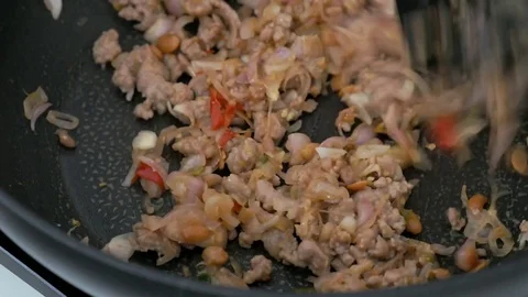 ​ Close up stir fried scene Stock Footage 75008051
