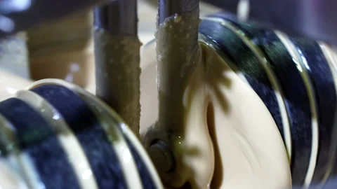 A close-up of the stirring cream. Stock Footage 239631696