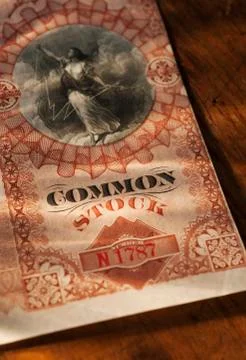 Close up of stock certificate Stock Photos