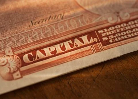 Close up of stock certificate 写真素材