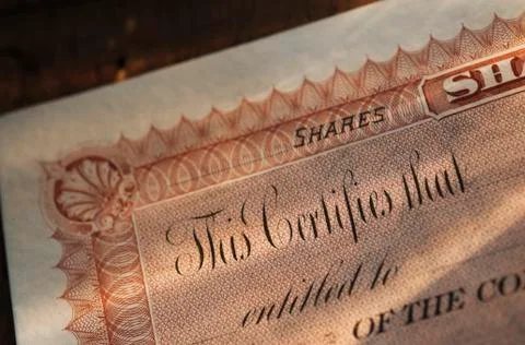 Close up of stock certificate Stock Photos
