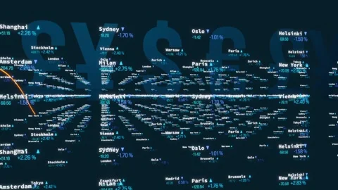 Close-up stock market data, chart in a three dimensional space. Stock Footage 292918119