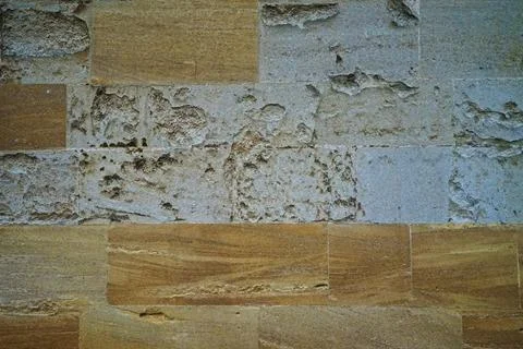 Close up Stone brick wall texture and background Stock Photos