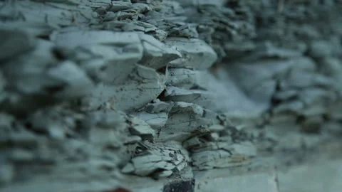 Close-Up Of A Stone Cliff Texture. Stone Landform Cliff Levels Stock Footage 94653400