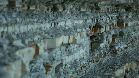 Close-Up Of A Stone Cliff Texture. Stone Landform Cliff Levels Stock Footage 94653505