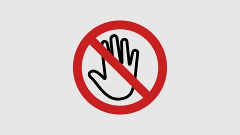 Close up of a Stop Hand Gesture Sign on Transparent Background Video stock 346228323