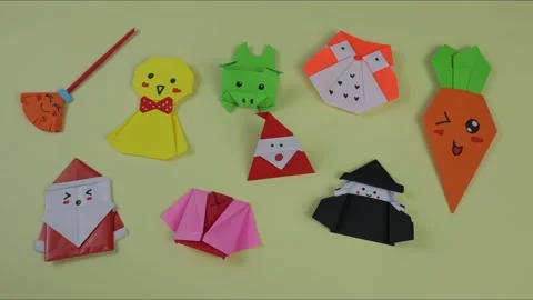 Close Up Stop Motion of Cute Origami Stock Footage 264132816