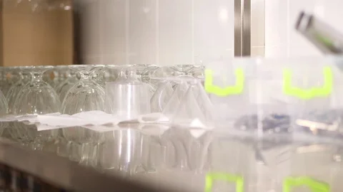 Close-up, storage of dishes, glassware, glasses, cutlery in the kitchen of the Stock Footage 103577968