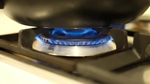 Close-up of stove flame in kitchen Stock Footage 315236204