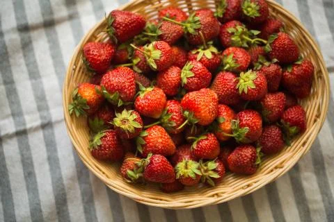 Close-up of strawberries in a basket Stock Photos