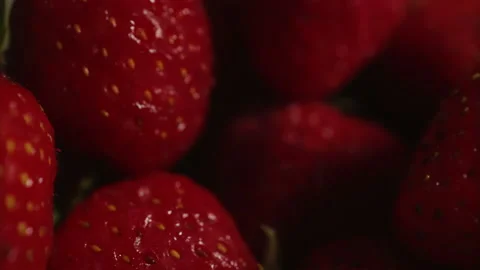 Close-up strawberries with the effect of smooth camera movement along the ber Video stock 156727279