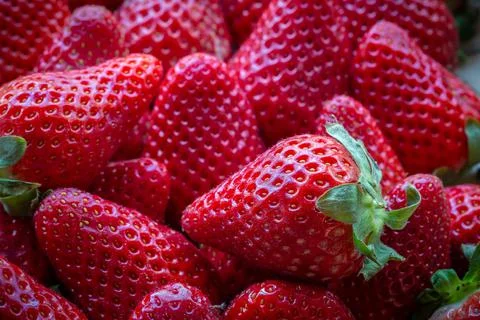 Close up of strawberries macro image with bright colors Foto stock