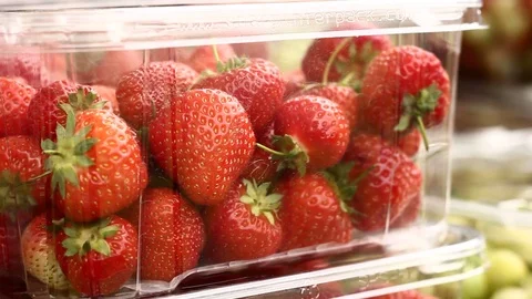 Close up strawberries in package Stock Footage 104167596