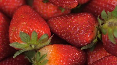 Close up of strawberries spinning 03 Stock Footage 110887660