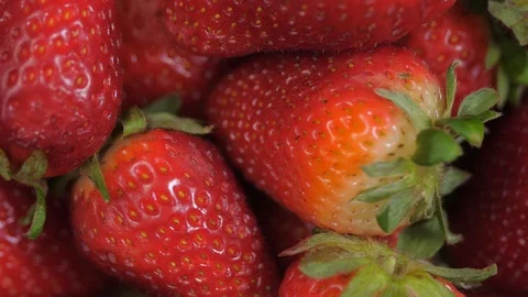 Close up of strawberries spinning 07 Stock Footage 110887633