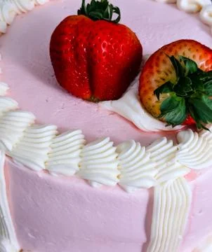Close-up of Strawberry Cake Stock Photos