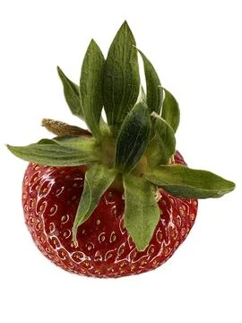 Close-Up of Strawberry Crown from Top Angle Foto stock