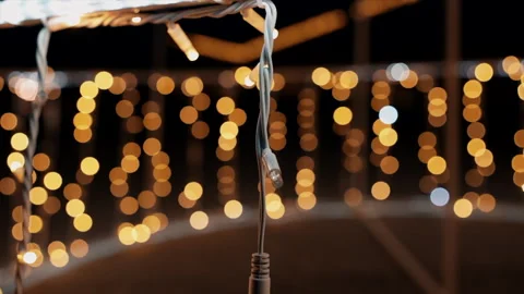 Close-up of String Lights with Bokeh Stock Footage 260302707