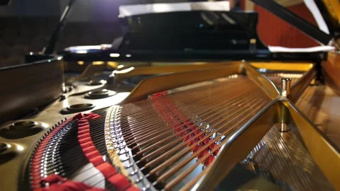 Close-up of the strings of a piano during a classical music concert Video stock 220115904