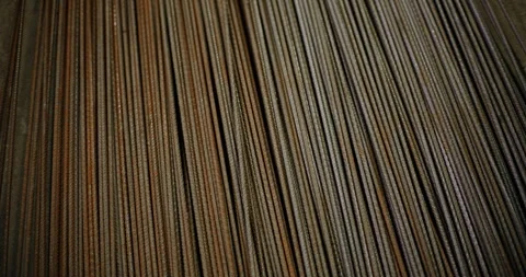 Close-Up Of Structural Steel Bars Stock Footage 303722380