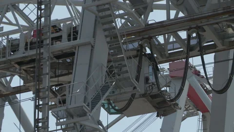 Close up, STS gantry crane operator cabin, Port of Montreal Stock Footage 188201589