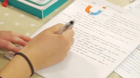 Close up of student doing homework Stock Footage 47015011