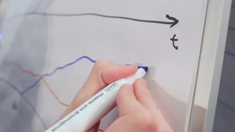 Close-up of student drawing graph on white board with marker Stock Footage 220007659