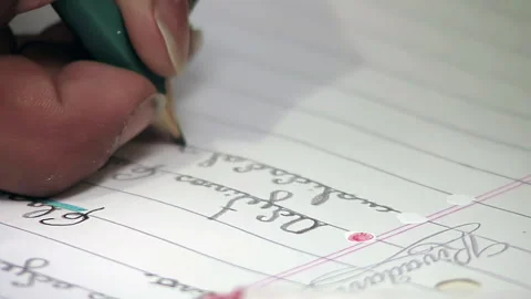 Close-Up of a Student Writing in a Notebook at a Public School, Argentina Stock Footage 294989279