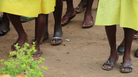 CLOSE UP:  STUDENTS' FEET MARCHING - MORNING ASSEMBLY Stock Footage 60115835