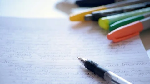 Close Up of a Student's Revision Materials Stock Footage 90173542