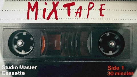 Close Up of a Studio Master Mixtape Cassette with Red Text on A Lined Backg.. Stock Footage 311793686