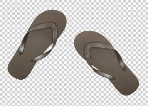 A close-up studio shot of a pair of flip-flops on transparent background pn.. Stock Photos