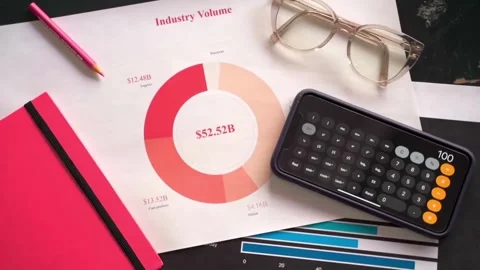 Close up of stuff of Paperwork on a board room table at a business Stock Footage 256742143