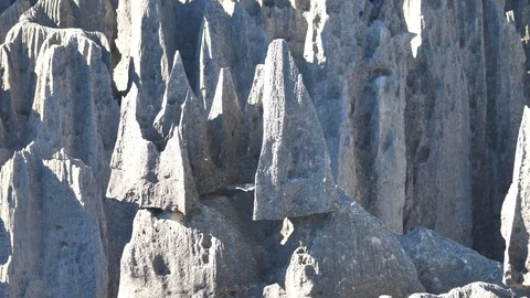 Close Up of Stunning Rock Formations in Limestone Forest, Tsingy, Madagascar Stock Footage 117433658