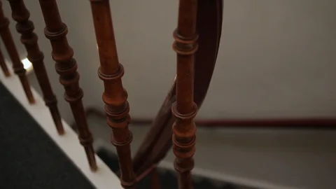 Close Up Of Stunning Stair Stringer With Focus Pull Stock Footage 126700503