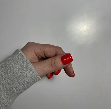 Close Up Of Stylish Red Nails Stock Photos