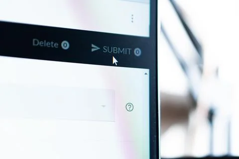 Close-up of Submit Button on Computer Screen Foto stock