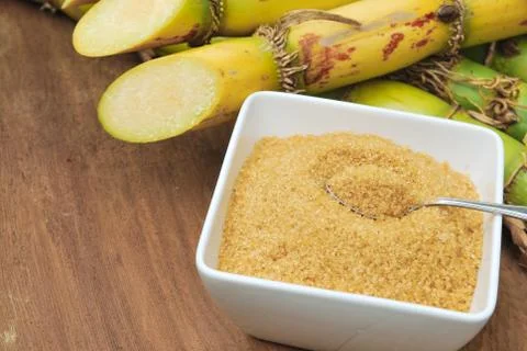 Close up sugar and sugarcane Stock Photos