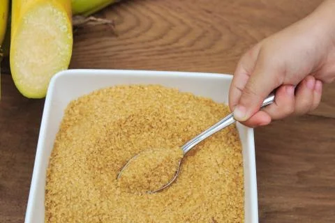 Close up sugar and sugarcane Stock Photos