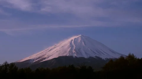 Close - up summit of the Fuji mountain with snow in japan Stock Footage 61748168