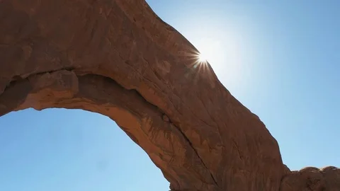 Close up of the sun and north window arch, utah Stock Footage 76392630