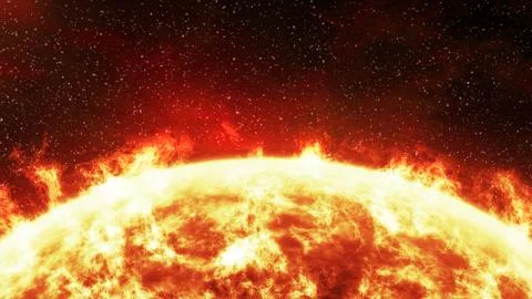 Close-up of the Sun burning brightly on a stellar background Stock-Illustration