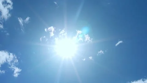Close-up of Sun in Clear Blue Sky and Slightly Cloudy, Time Lapse, Slow Motion.  Stock-Footage 196221313