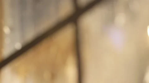 Close up of sun lit winter windows with bokeh Video stock 136336417