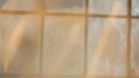 Close up of sun lit winter windows with bokeh Stock Footage 136340309
