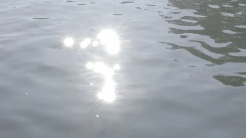 Close up of sunlight at sunrise reflected in the lake with small waves. Stock Footage 169300566