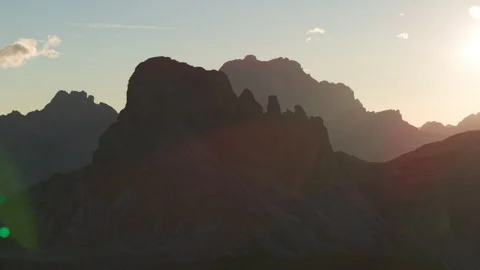 Close Sunrise Drone View of Lastoi de Formin in the Dolomites Stock Footage 336697626