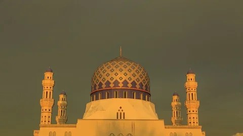 Close-up Sunset over Mosque Stock Footage 92121626