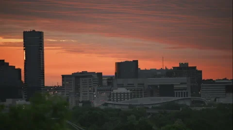 Close up sunset over small town Stock Footage 50482545