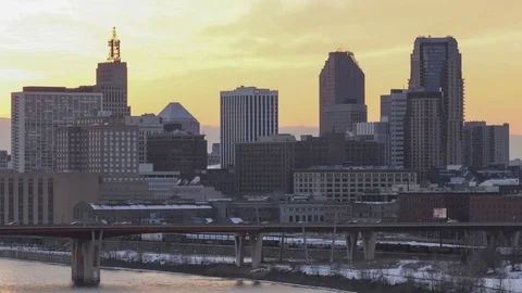 Close Up Sunset over St Paul Skyline Video stock 87915138